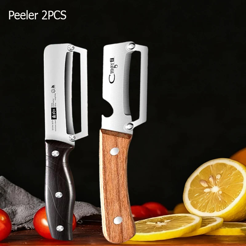 WXCOO Stainless Steel Fruit Peeler Wooden Handle Paring Knife Planer Sugarcane Household Thick Fruits Vegetables Scraping Tools