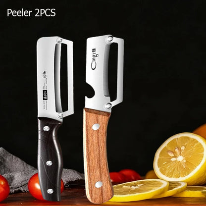 WXCOO Stainless Steel Fruit Peeler Wooden Handle Paring Knife Planer Sugarcane Household Thick Fruits Vegetables Scraping Tools