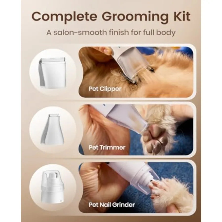 Dog Grooming Vacuum 15000Pa Pet Vacuum Kit Shedding 99% Pet Hair Dog Grooming Clippers with Trimmer Nail Grinder ≤ 59dB Quiet B