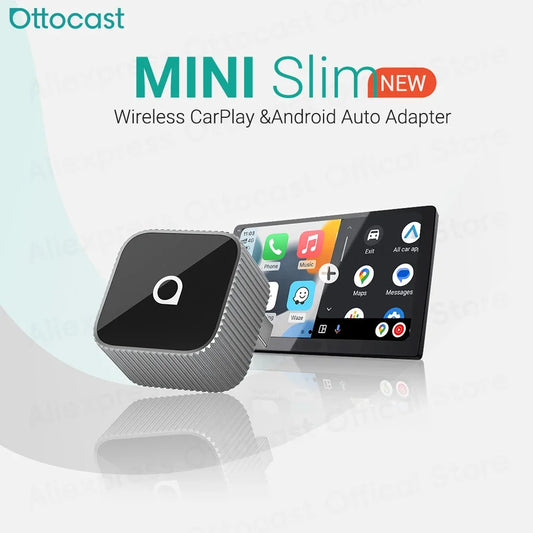 OTTOCAST Mini Slim Cube Wireless CarPlay Android Auto Adapter 2 in 1 USB AI Car Accessories
