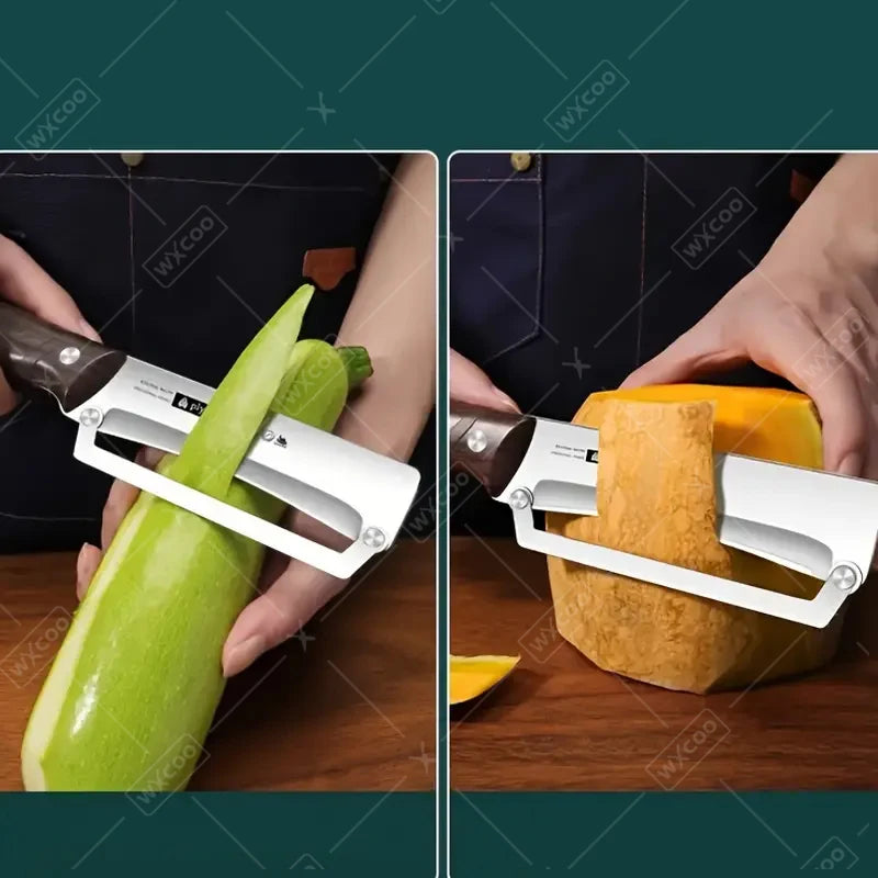 WXCOO Stainless Steel Fruit Peeler Wooden Handle Paring Knife Planer Sugarcane Household Thick Fruits Vegetables Scraping Tools