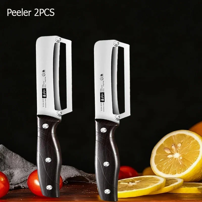 WXCOO Stainless Steel Fruit Peeler Wooden Handle Paring Knife Planer Sugarcane Household Thick Fruits Vegetables Scraping Tools